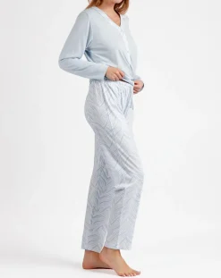 Femme Admas Classic Pyjama Haut à manches longues & Pantalon Aria bleu ciel