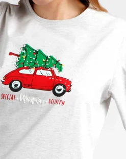 Femme Admas Pyjama Haut à manches longues & Pantalon Leila gris/bleu marine