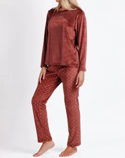 Online Admas Pyjama Haut à manches longues & Pantalon Isla marron
