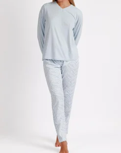 Femme Admas Classic Pyjama Haut à manches longues & Pantalon Meera bleu ciel