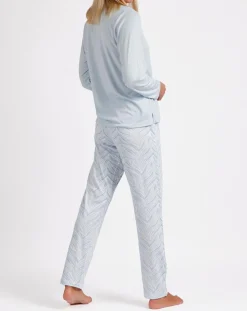Femme Admas Classic Pyjama Haut à manches longues & Pantalon Meera bleu ciel