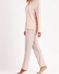 Femme Admas Classic Pyjama T-Shirt Manches Longues & Pantalon rose