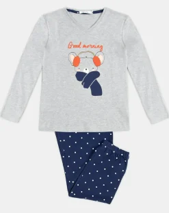 Online Admas Pyjama T-Shirt Manches Longues & Pantalon jasper gris