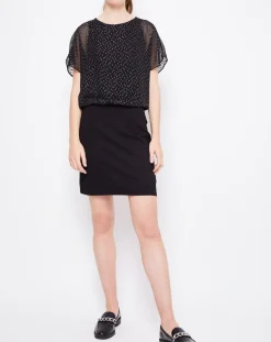 Femme Esprit Robe 2 en 1 Plumetis argenté/noir