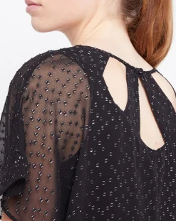 Femme Esprit Robe 2 en 1 Plumetis argenté/noir