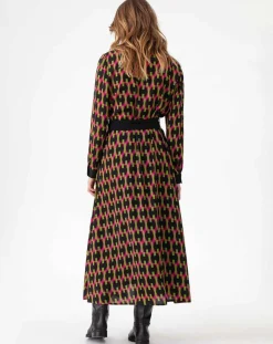 Femme Indies Robe avec Ceinture Emrata geometric