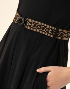 Femme Indies Robe avec Ceinture Ondine noire