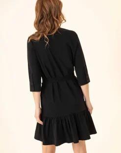 Femme Indies Robe avec Ceinture Sari noire