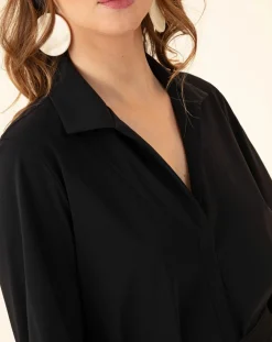 Femme Indies Robe avec Ceinture Sari noire