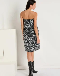 See u Soon Robe bustier Clara imprimée noire