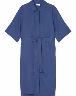Best Marc O'Polo Robe Chemise 100% Lin Mid bleu moyen