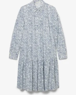 Femme Marc O'Polo Robe chemise à volant imprimée bleu/blanc