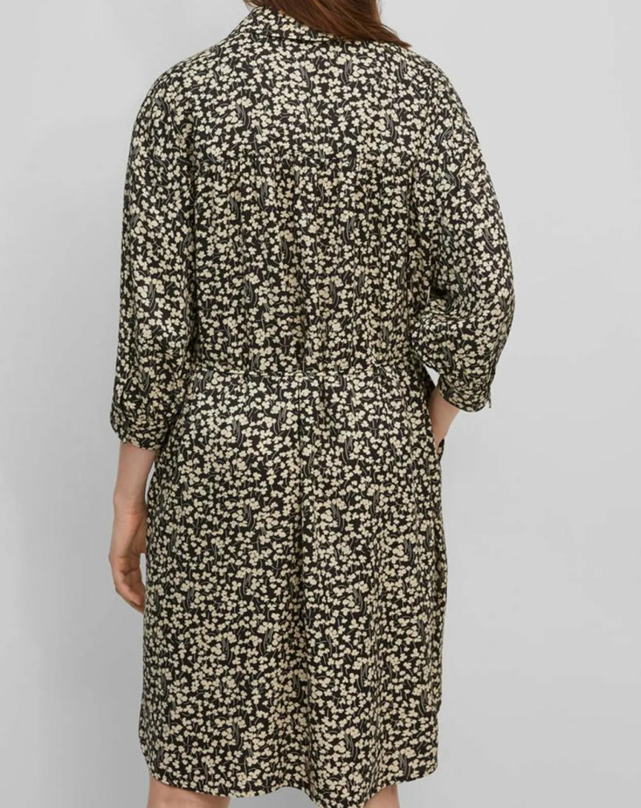 Femme Marc O'Polo Robe Chemise ceinturé à fleurs noir/écru