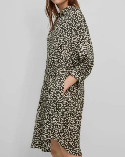 Femme Marc O'Polo Robe Chemise ceinturé à fleurs noir/écru