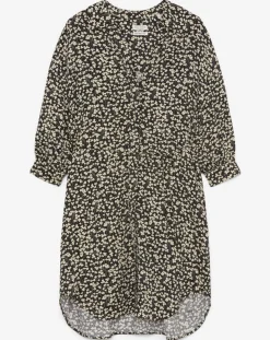 Femme Marc O'Polo Robe Chemise ceinturé à fleurs noir/écru