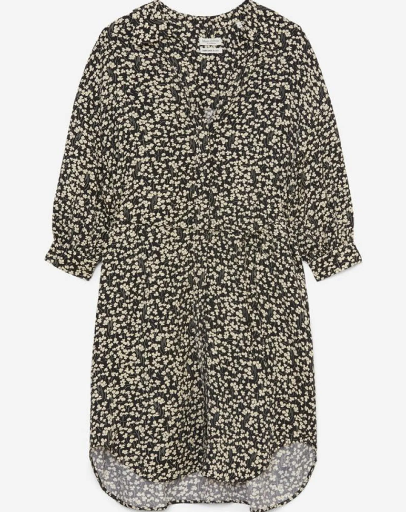 Femme Marc O'Polo Robe Chemise ceinturé à fleurs noir/écru
