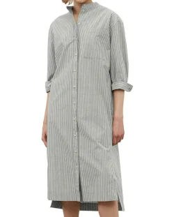 Online Marc O'Polo Robe Chemise Col Mao Rayée Kl gris/blanc