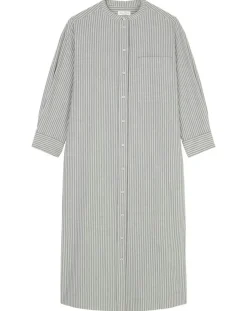 Online Marc O'Polo Robe Chemise Col Mao Rayée Kl gris/blanc