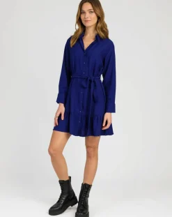 Femme An'ge Robe chemise courte Mira bleu électrique