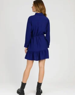 Femme An'ge Robe chemise courte Mira bleu électrique