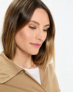 Outlet Marc O'Polo Robe Chemise en Coton & Lin Ceinture beige