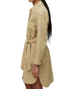 Outlet Marc O'Polo Robe Chemise en Coton & Lin Ceinture beige