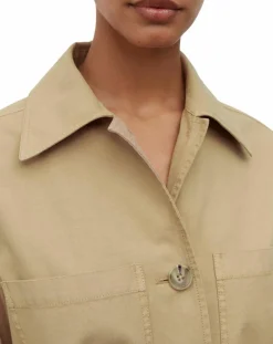 Outlet Marc O'Polo Robe Chemise en Coton & Lin Ceinture beige