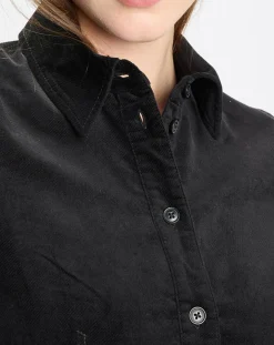 Femme Marc O'Polo Robe Chemise en Velours lisse noire