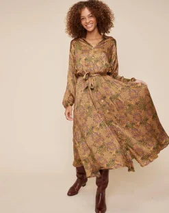 Hot Louizon Robe chemise Zélie imprimée camel