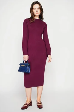 Femme C&Jo Robe col montant bordeaux