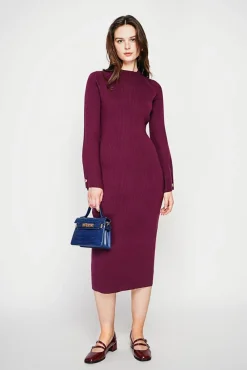 Femme C&Jo Robe col montant bordeaux