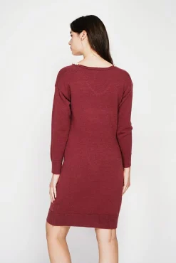 Femme C&Jo Robe col perle bordeaux