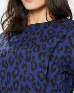 Discount Galeries Lafayette Robe court en Coton bio Clara imprimé léopard bleu/noir