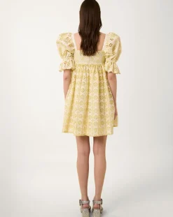 Femme Manoush Robe courte Broderie blanc/jaune