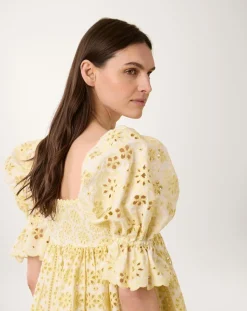 Femme Manoush Robe courte Broderie blanc/jaune