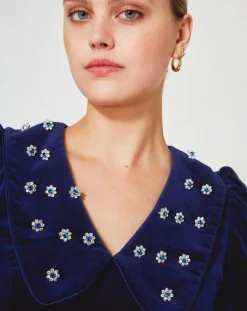 Femme Manoush Robe courte en Velours Princesse encre