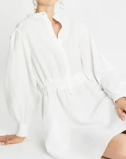 Discount Marc O'Polo Robe courtes 100% Lin Col Mao Kl écrue