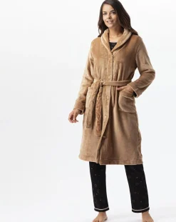 Femme Le Chat Robe de chambre en peluche flanelle Essentiel dorée