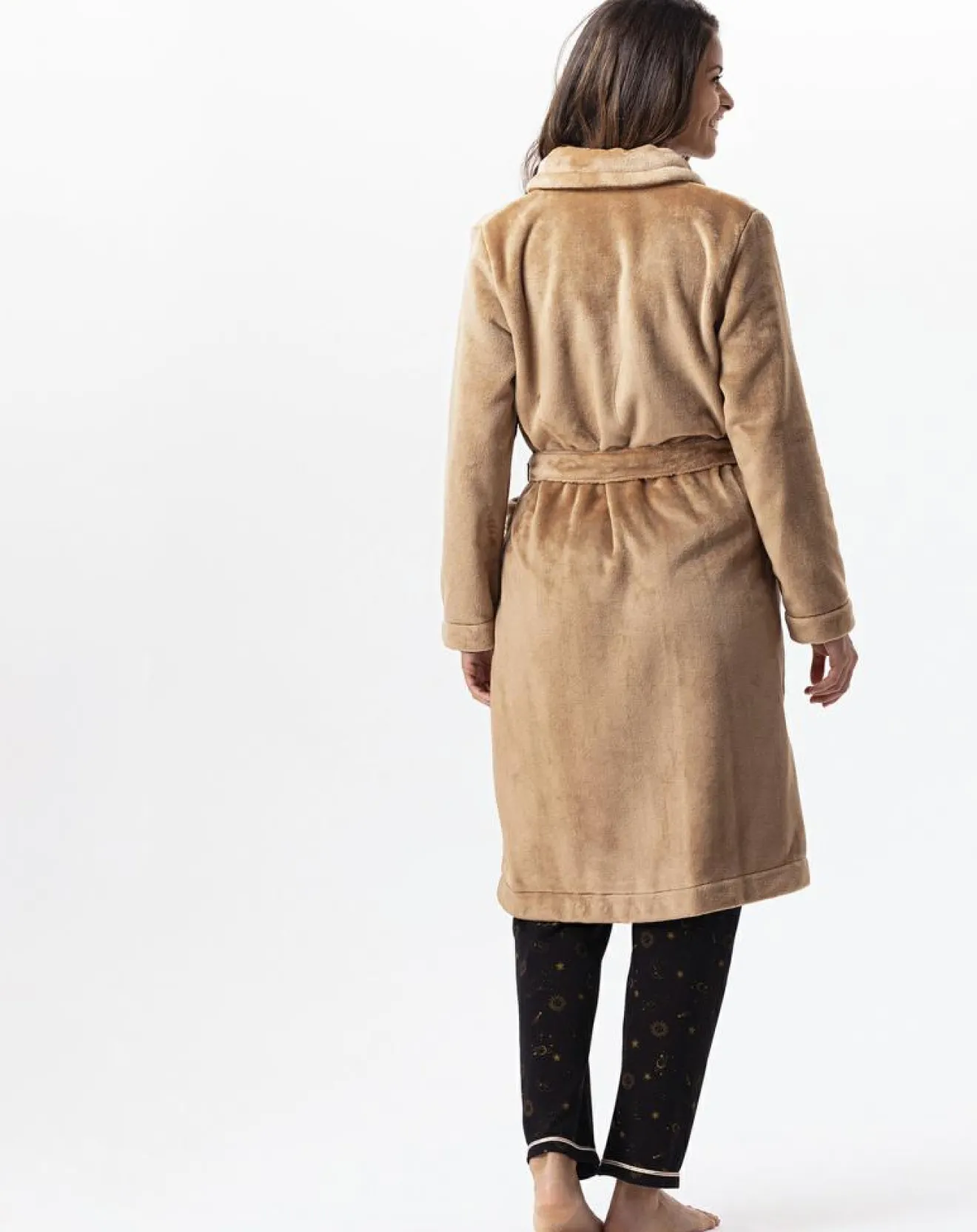 Femme Le Chat Robe de chambre en peluche flanelle Essentiel dorée