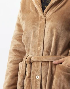 Femme Le Chat Robe de chambre en peluche flanelle Essentiel dorée