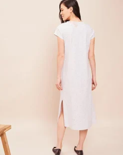 Femme Le Chat Robe de nuit longue Smoothie gris chiné/blanc