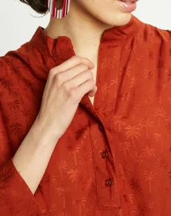 Femme Harris Wilson Robe Dina imprimée palmiers paprika