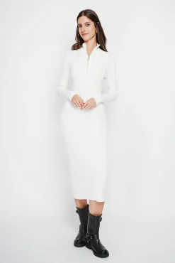 Assuili Robe en Cachemire mélangé col montant naturelle