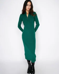 Sale Assuili Robe en Cachemire mélangé Eliane vert amazone