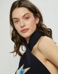 Femme Nina ricci Robe en Crepon Wrap imprimée bleue