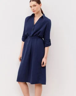 Clearance Caroll Robe en Gaze de Coton Betina indigo