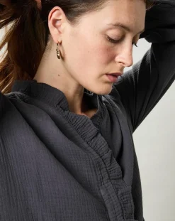 Femme Hartford Robe en Gaze de Coton Rimba charbon