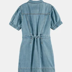 New Scotch & Soda Robe en Jean courte en Toile de coton mélangé bleue