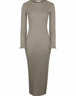 Femme Manoush Robe en maille Côte Lurex argentée