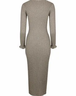 Femme Manoush Robe en maille Côte Lurex argentée